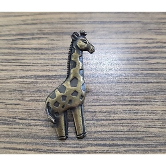 VTG JJO Jonette Animal Pewter w/Bronze Giraffe Zebra Elephant 3 Lapel Pin Set - Picture 5 of 8